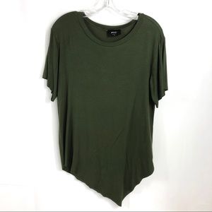 Nasty Gal Green Asymmetrical Short Sleeve Tee S